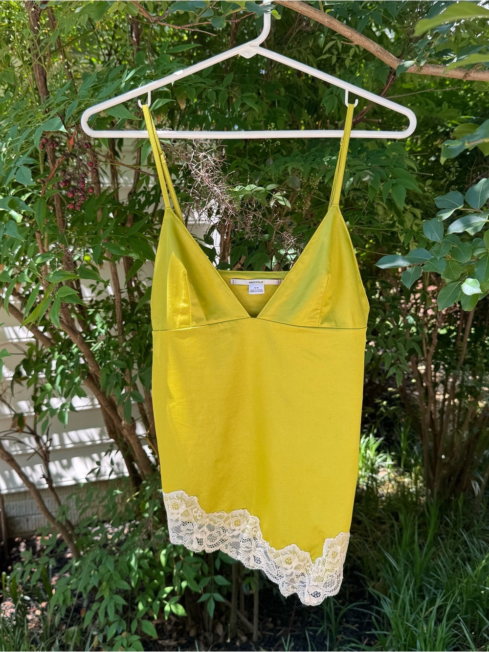 Kimchi Blue Yellow Satin Lace-Trim Cami